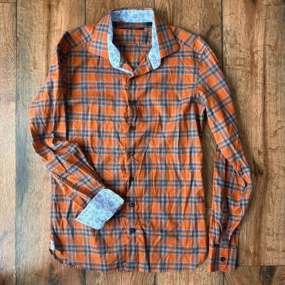 Hammer Made Plaid Button Down Shirt Men’s M/L 16 Slim Fit Cotton